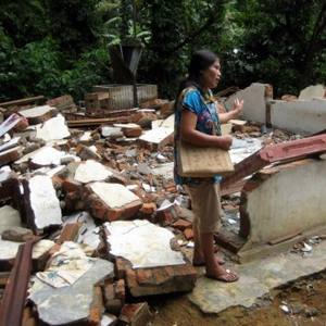 Destruction caused by tsunami